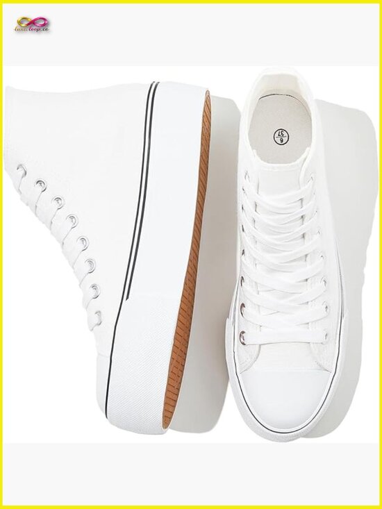 Shoes - High Top Platform Sneakers Canvas Lace Up Retro Y2K Chic Casual Walking Shoes